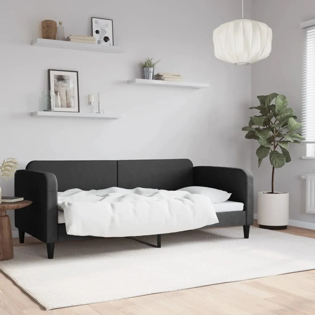 Letto Da Giorno Nero 90x190 Cm İn Tessuto /