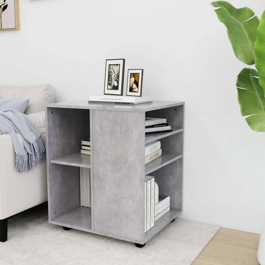 Mobiletto Con Ruote Grigio Cemento 60x53x72cm Legno Multistrato /