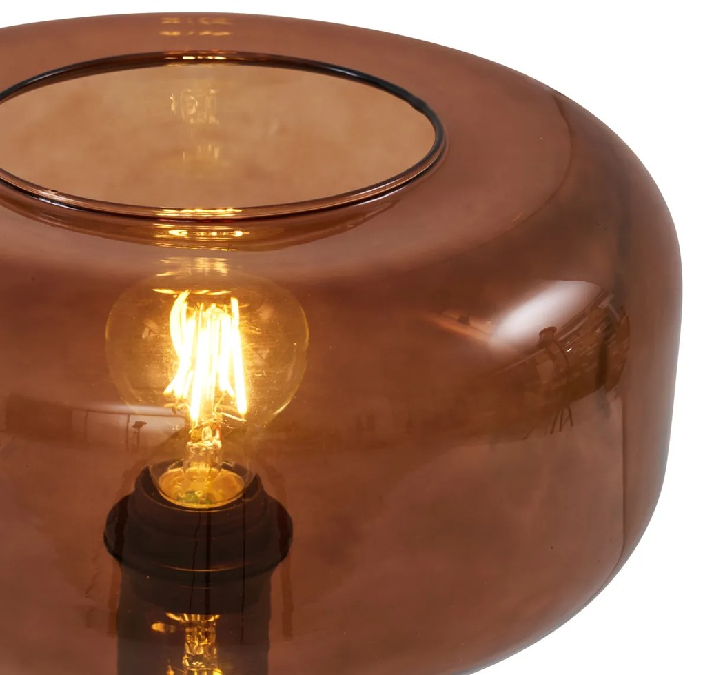 Lampada da Tavolo Retrò Nera con Vetro Bronzo - Bizle
