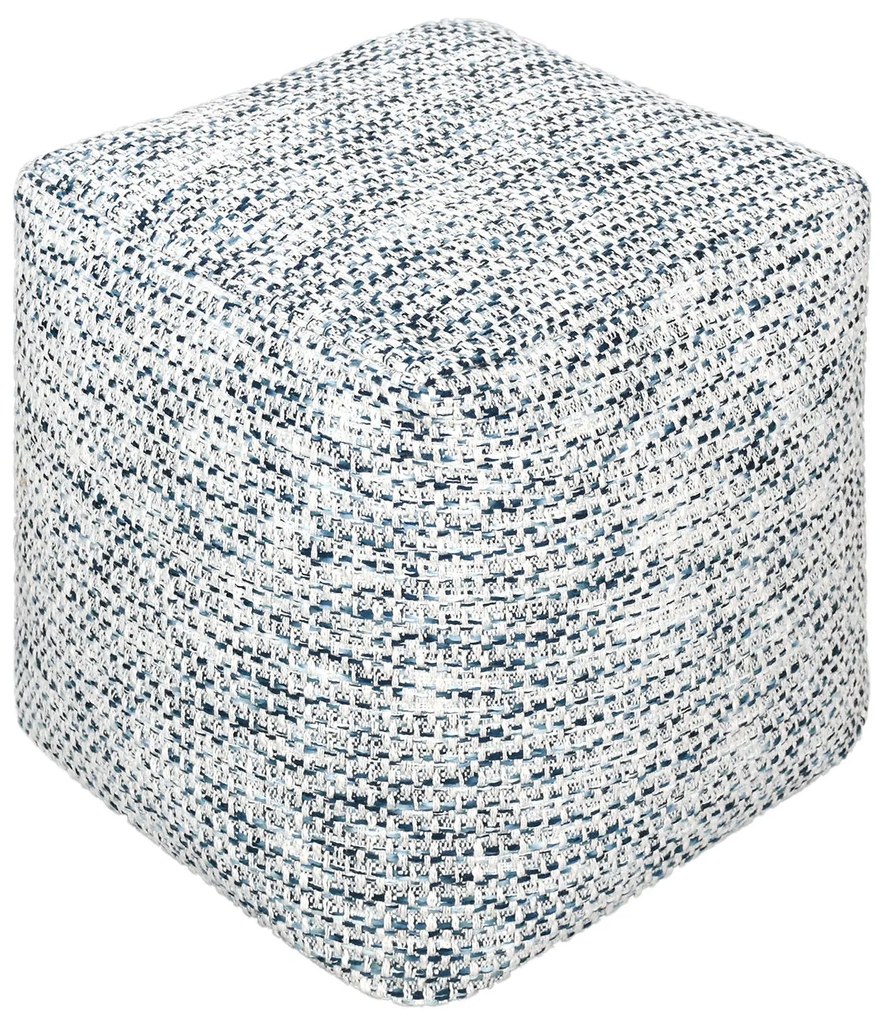 IVOR - pouf in lana avorio con decoro 40 x 40
