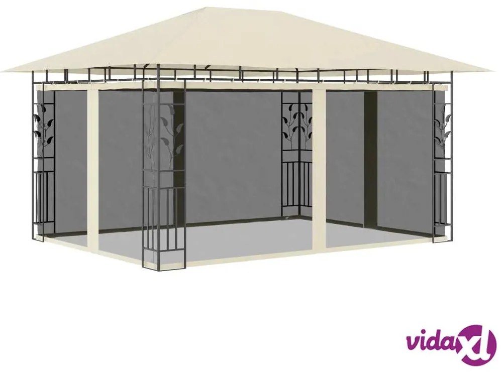 vidaXL Gazebo con Zanzariera e Luci LED 4x3x2,73 m Crema