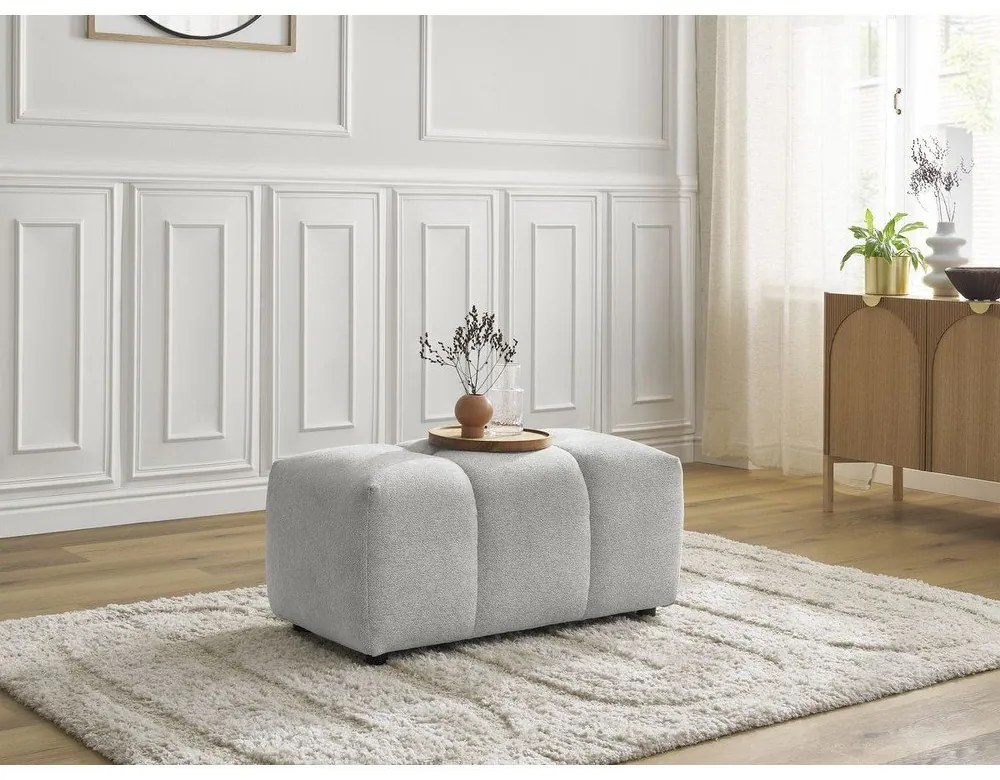 Poggiapiedi grigio chiaro con rivestimento in ciniglia Roxelane – Bobochic Paris