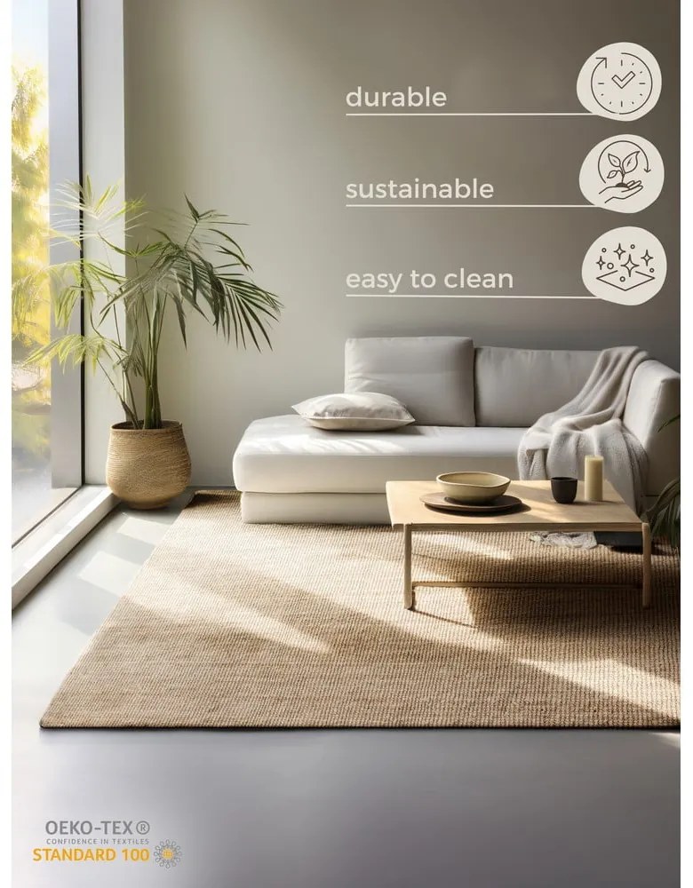 Tappeto di colore naturale in iuta 160x230 cm Bouclé – Hanse Home