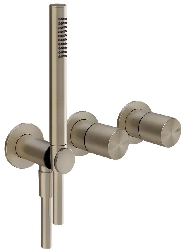 Parte esterna miscelatore doccia a parete due vie senza parte incasso doccetta brass brushed habito 70038 Gessi