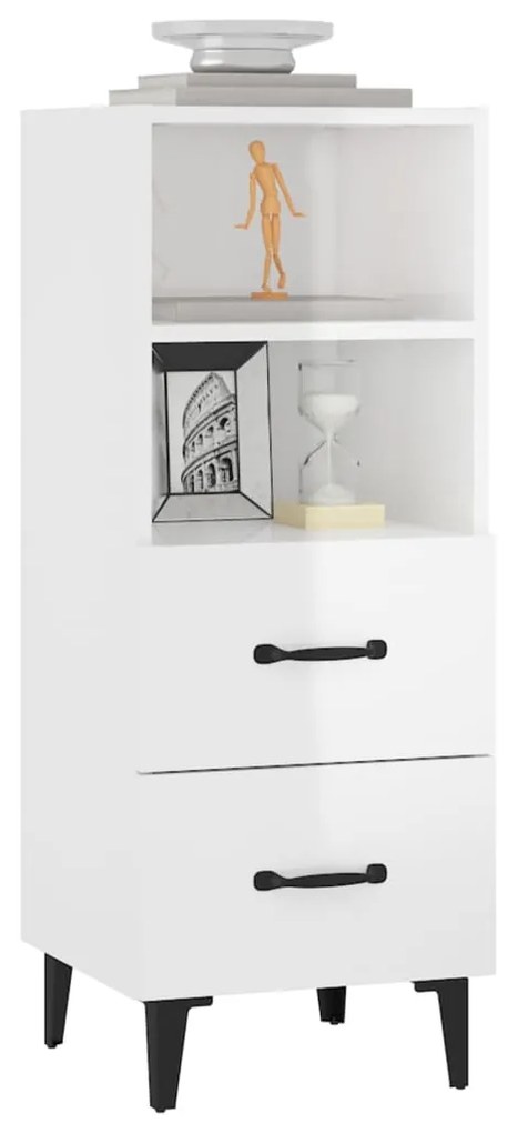 Credenza 34,5x34x90 cm in legno multistrato bianco lucido