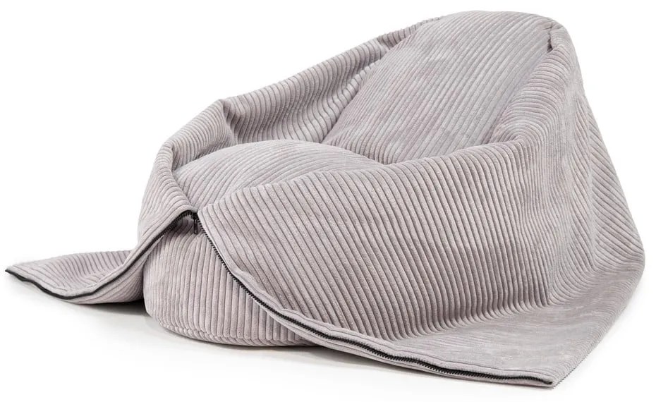Pouf a sacco per bambini grigio chiaro con rivestimento in velluto a coste Cocoon 100 – SLOWDOWN