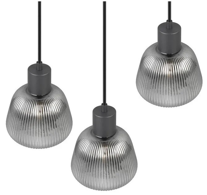 Lampadario nero con paralume in vetro ø 37 cm Tarifa - Trio