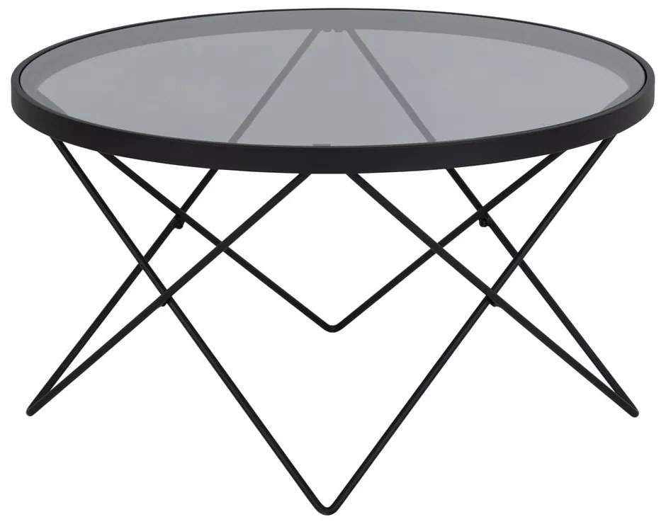 Tavolino nero con piano in vetro ø 80 cm Cuxton - Actona