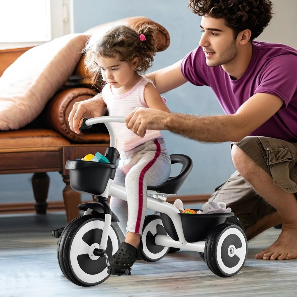 Costway Triciclo per bambini con telaio in ferro carbonioso di alta resistenza, Triciclo per bambini con sede regolabile 3 Colori