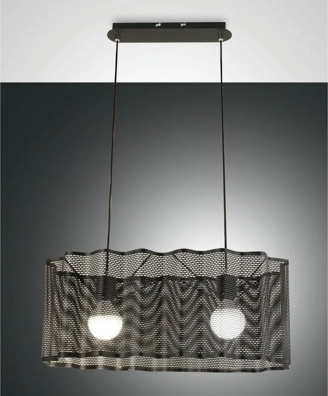 Lampadario Neoclassico Glicine nero paralume nero 2x E27 LA MIA LUCE