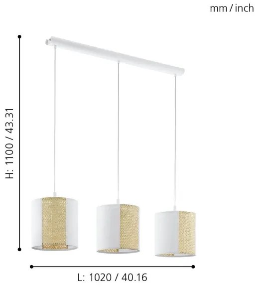 Eglo 43402 - Lampadario a sospensione con filo ARNHEM 3xE27/40W/230V