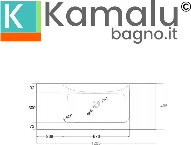 Lavabo da incasso per mobili 120.5cm nero opaco | KK-1205NEL - KAMALU