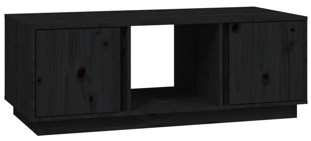 Tavolino da Salotto Nero 110x50x40 cm Legno Massello di Pino