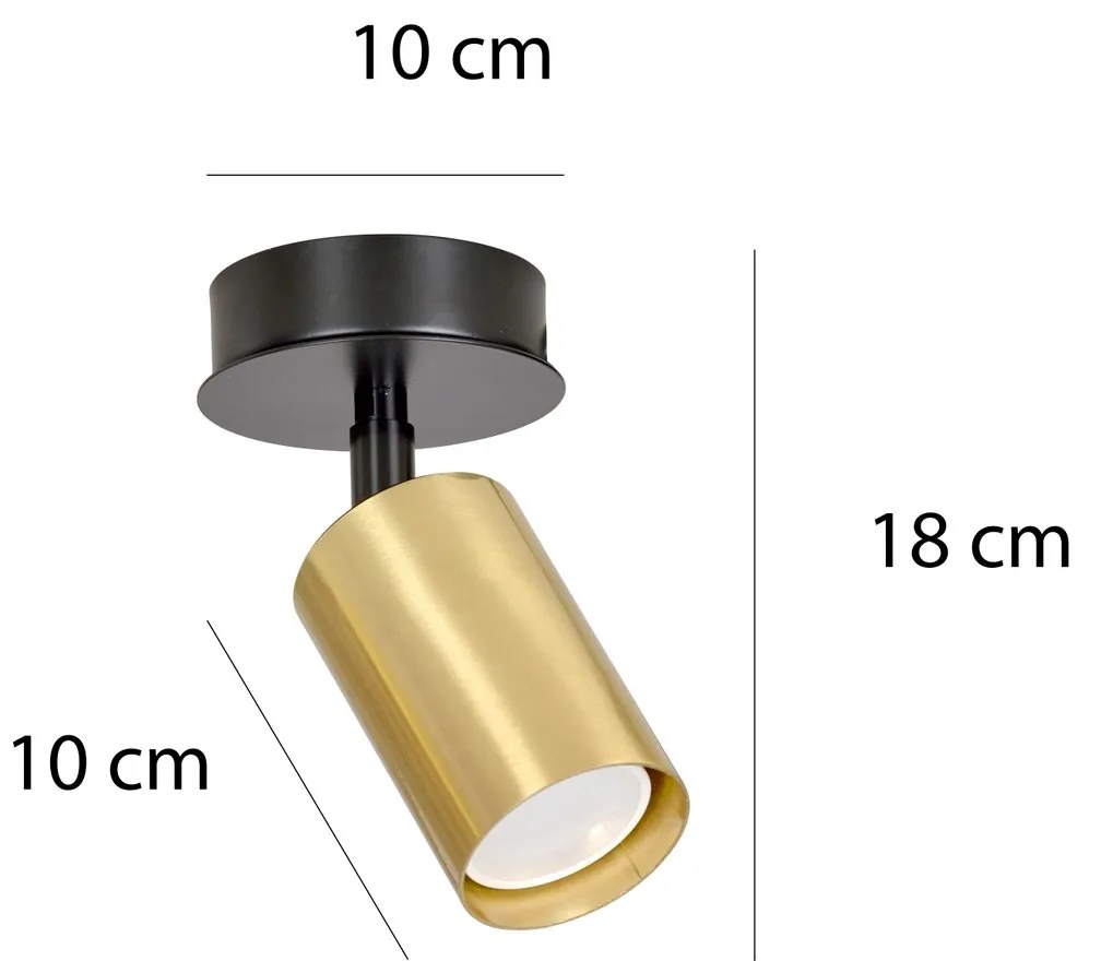 Spot Faretto Moderno Regolabile 1 Luce Zen A Cilindro In Acciaio Nero E Oro