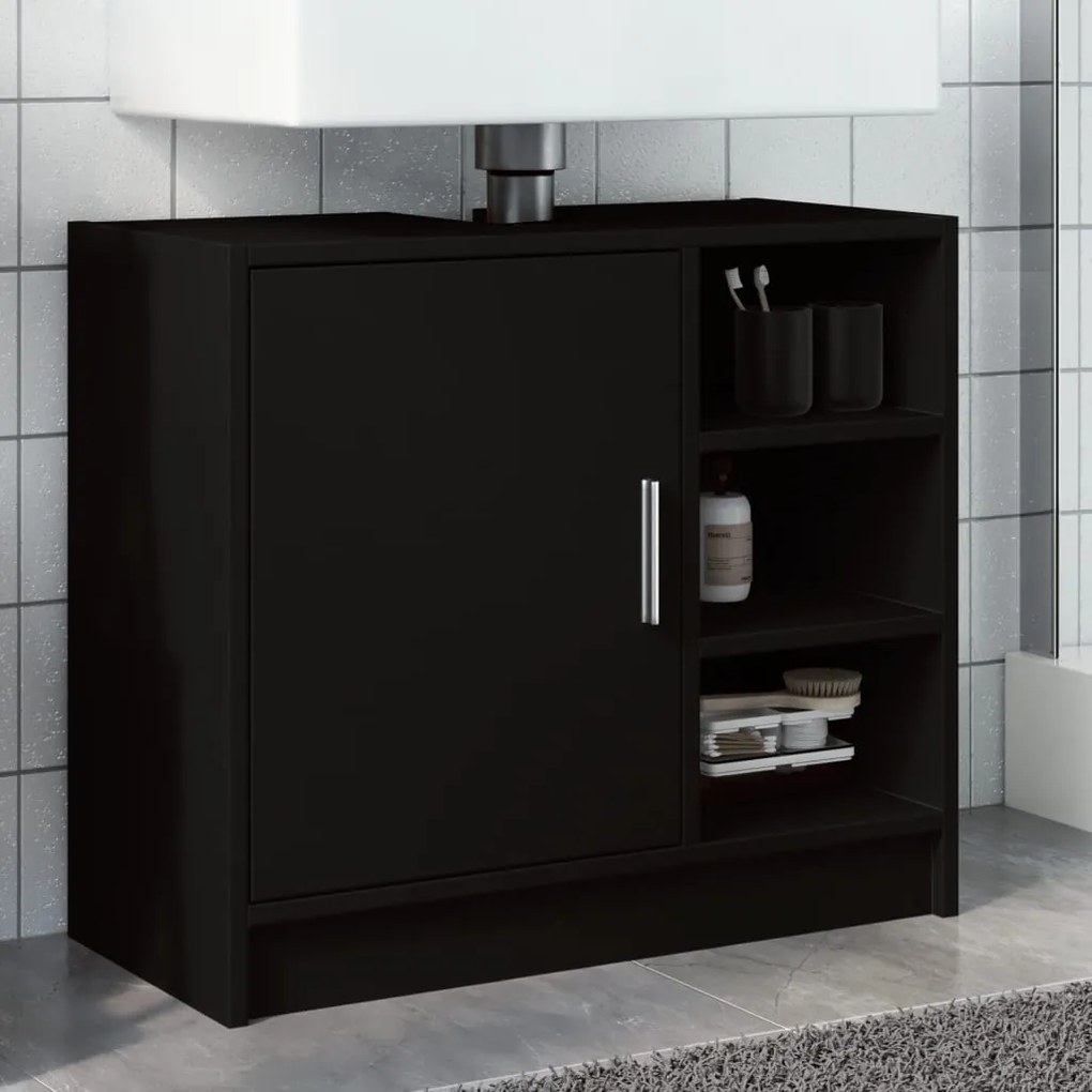 Mobile Lavabo Nero 63x29x55 Cm İn Truciolato /