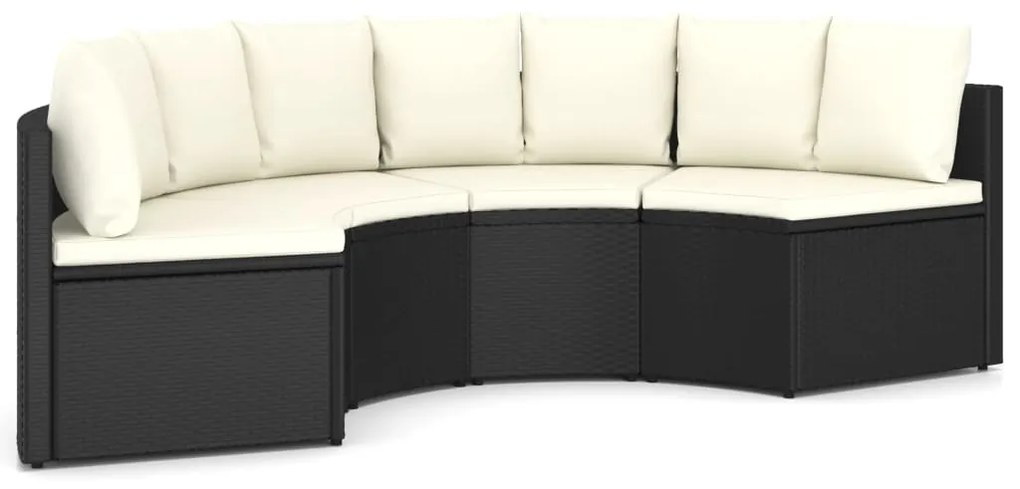 Set Divani da Giardino 4 pz con Cuscini in Polyrattan Nero