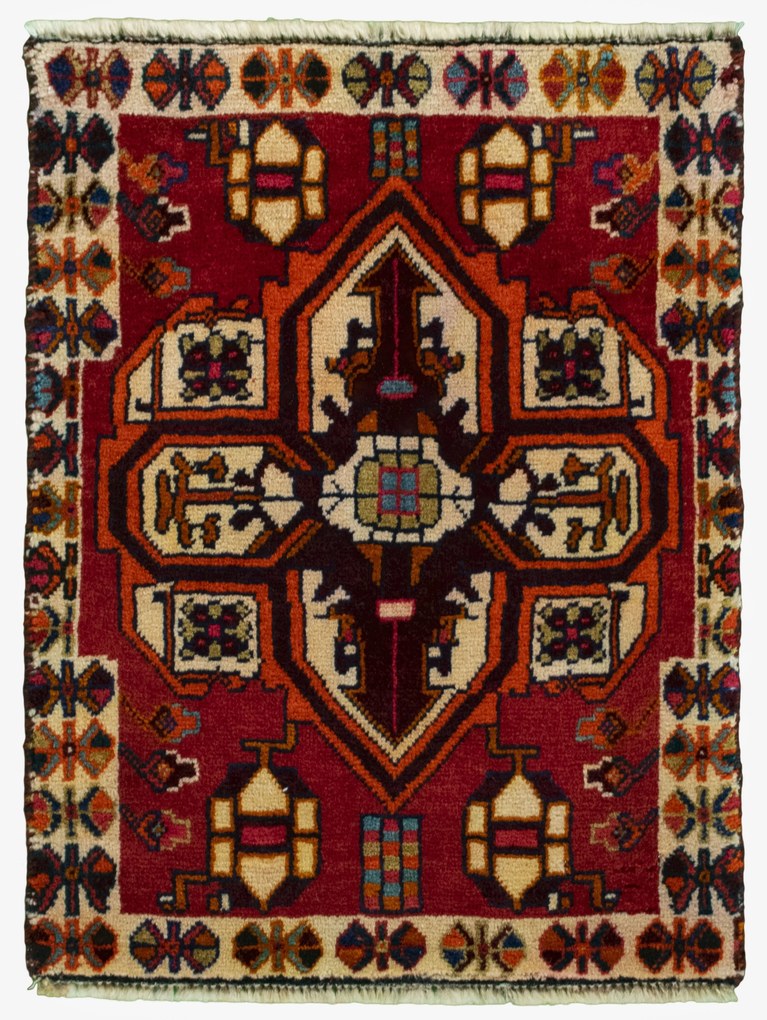 Shiraz Tappeto persiano 50x70 Rosso (Iran) Annodato A Mano