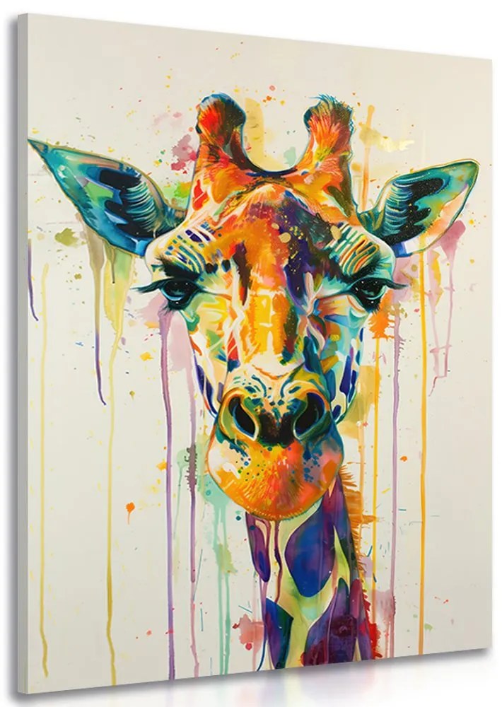 Quadro su tela – Giraffa con imitazione di pittura