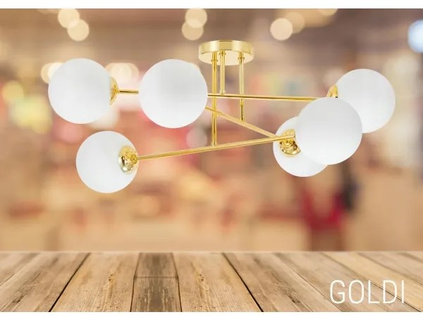 Lampadario a sospensione con supporto rigido 6xE27/35W/230V diametro 80 cm oro