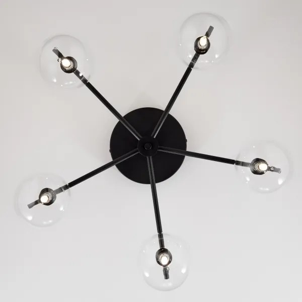 Jupiter 2046 - Lampadario a plafone PRATO 5xG9/10W/230V nero/limpido