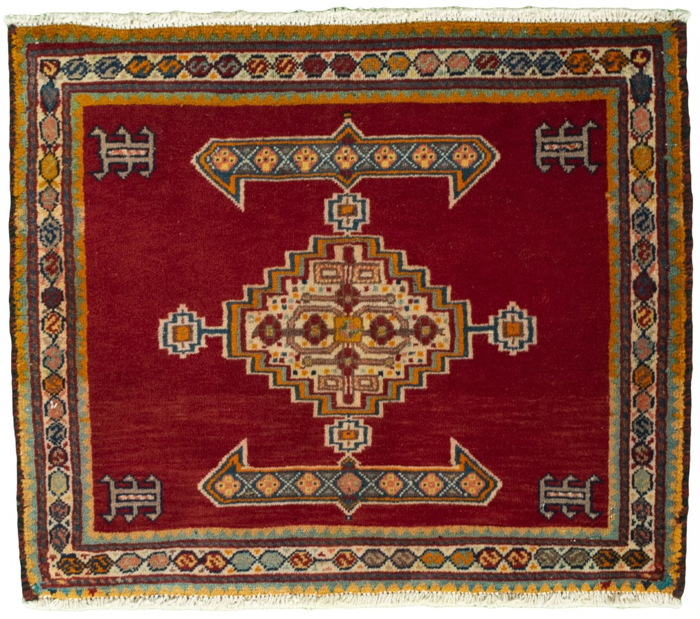 Shiraz Tappeto persiano 60 x 50 Rosso (Iran) Annodato A Mano