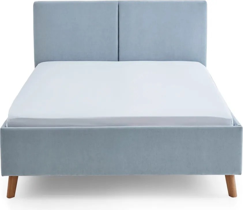 Letto matrimoniale imbottito azzurro con rete inclusa 140x200 cm Piano – Meise Möbel