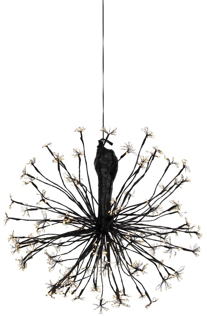 Lampada a sospensione natalizia sferica nera 60 cm con LED e timer IP44 - Nobu