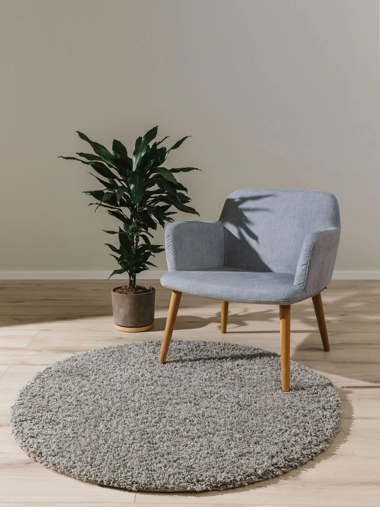 benuta Basic Tappeto a pelo lungo Soho Grigio chiaro ø 80 cm rotondo - Tappeto design moderno soggiorno