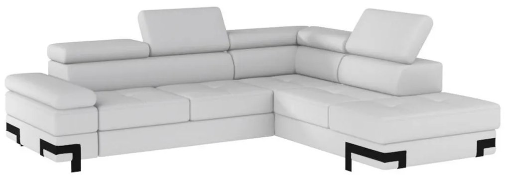 Divano letto angolare in Similpelle Bianco Angolo a destra - DAMIEN II