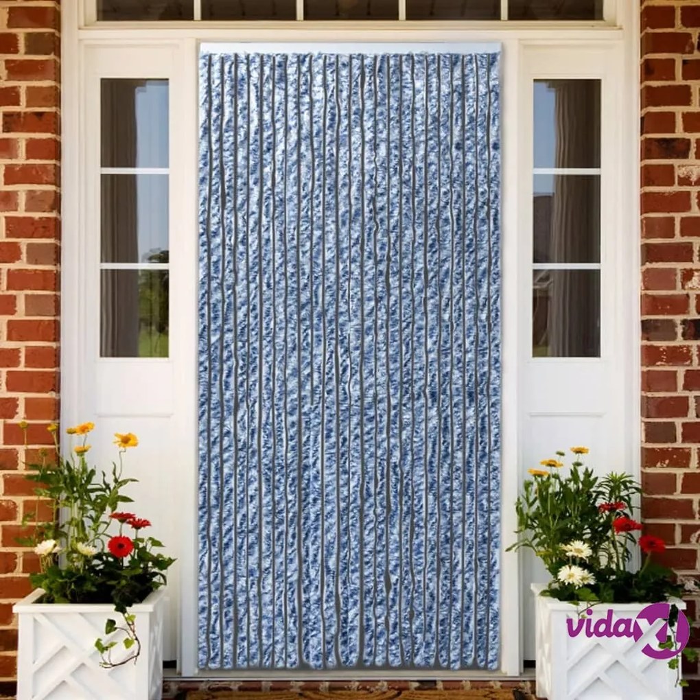 vidaXL Zanzariera Blu Bianco e Argento 100x220 cm Ciniglia