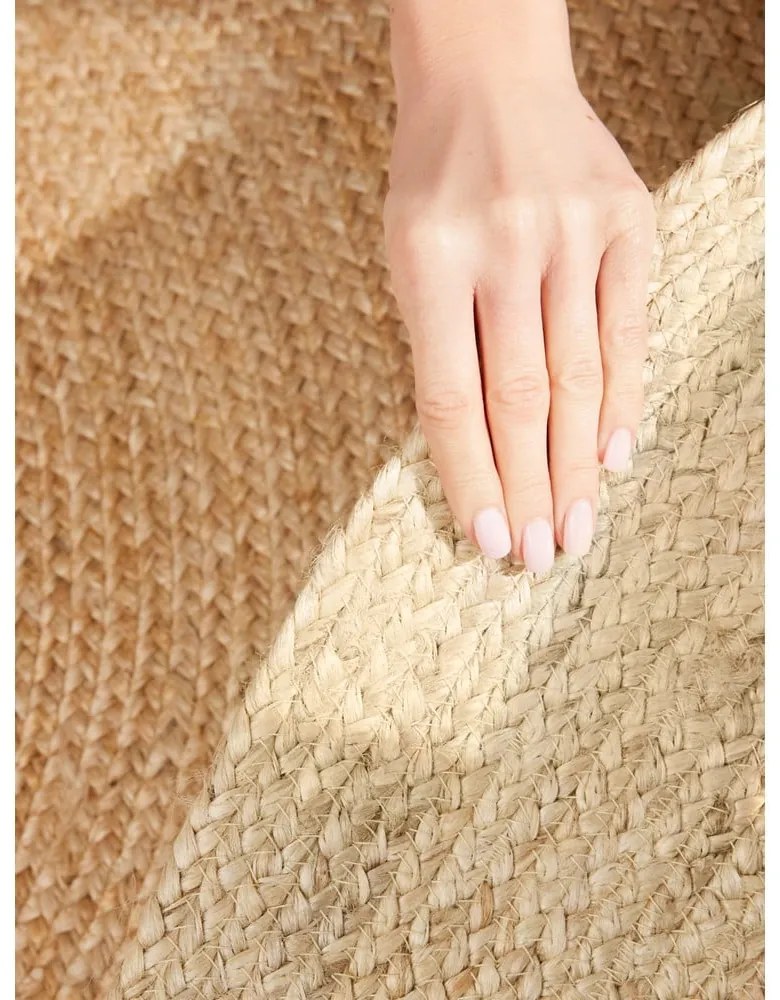 Tappeto rotondo di colore naturale in iuta reversibile e tessuto a mano ø 240 cm Jutta Gold – Hanse Home