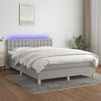 Letto a Molle Materasso e LED Grigio Chiaro 140x190 cm Tessuto 3134029