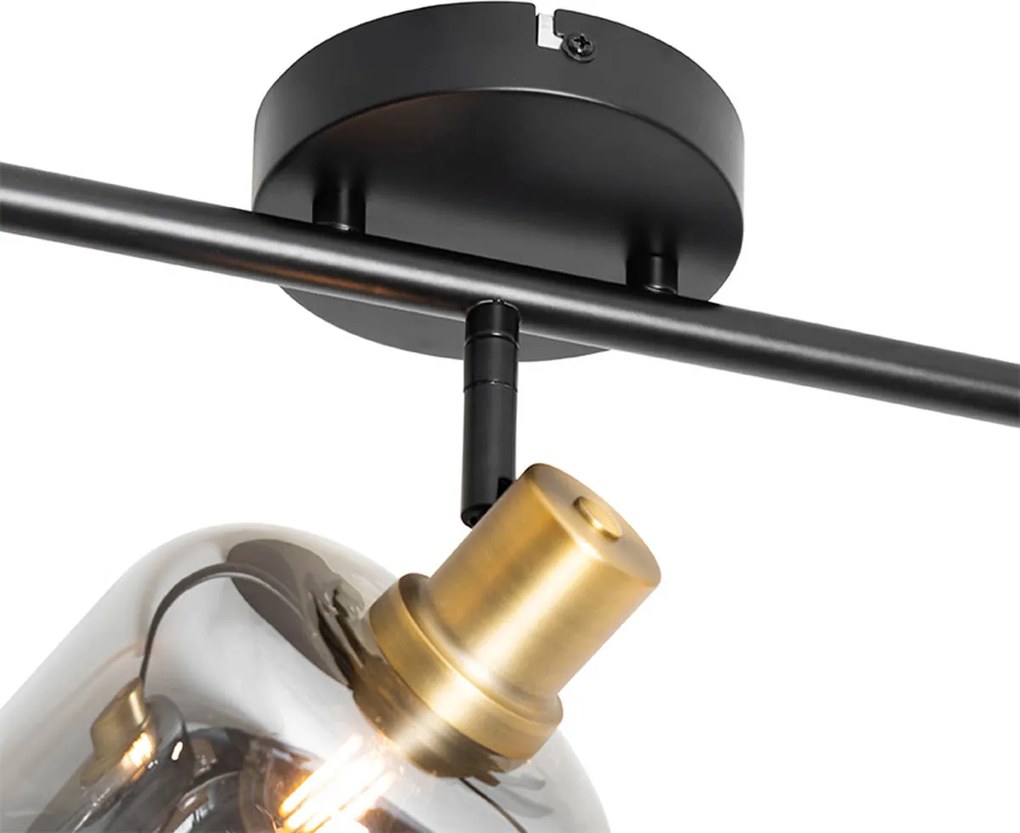 Faretto da soffitto intelligente nero con vetro fumé oblungo incl. 3 Wifi P45 - Zuzanna