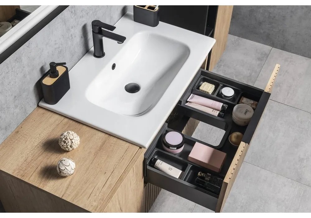 Mobile senza lavabo di colore naturale con effetto rovere da appendere 100x52 cm Cirasa – Sapho