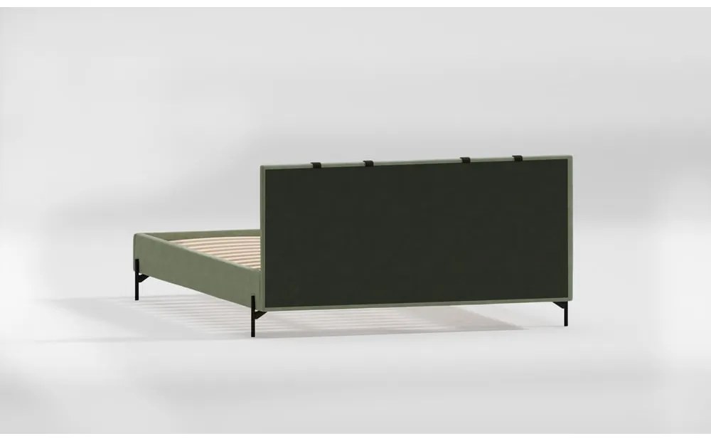 Letto matrimoniale imbottito verde con griglia 160x200 cm Tulsa - Ropez