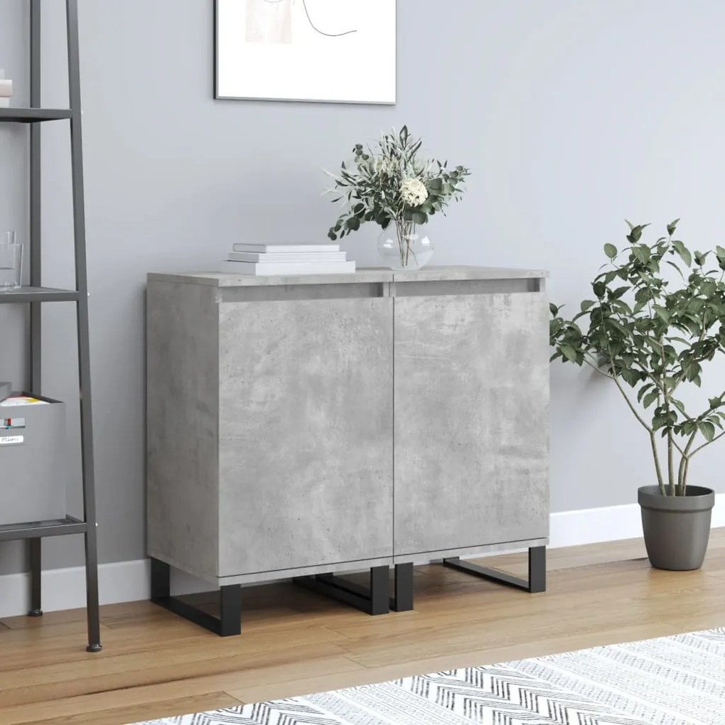 Credenze 2 Pz Grigio Cemento 40x35x70 Cm İn Legno Multistrato /