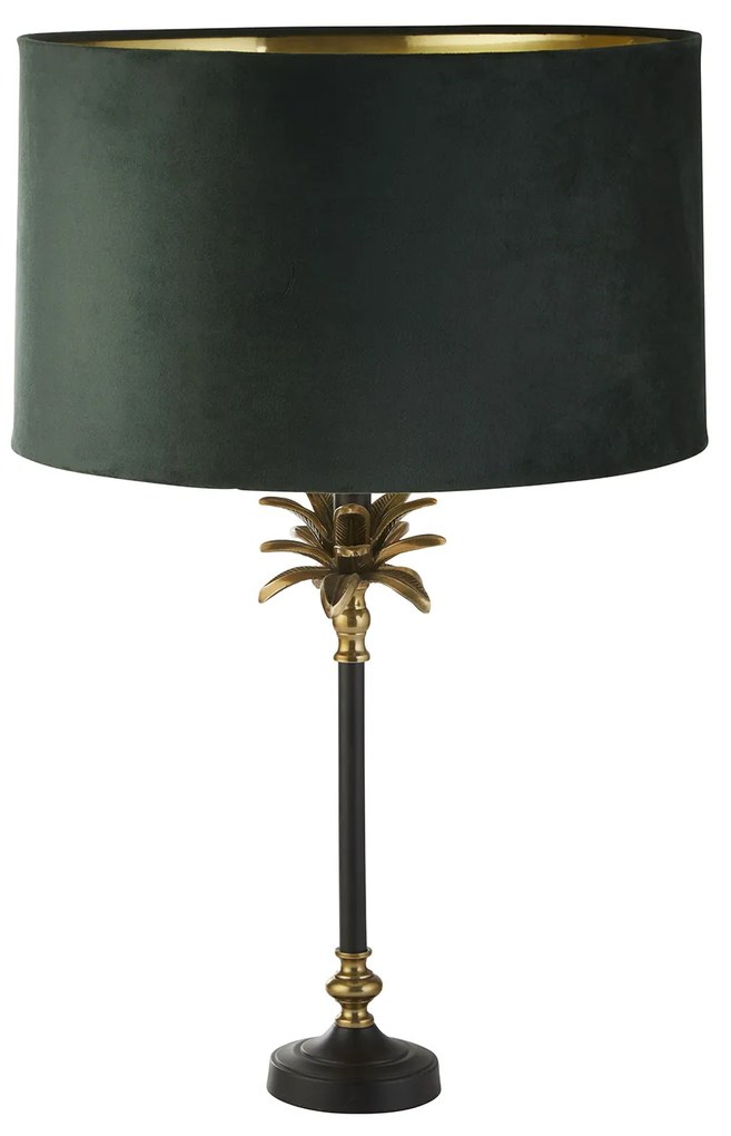 Lampada Da Scrivania Contemporanea Palma Ottone Nero Velluto Verde 1 Luce E27