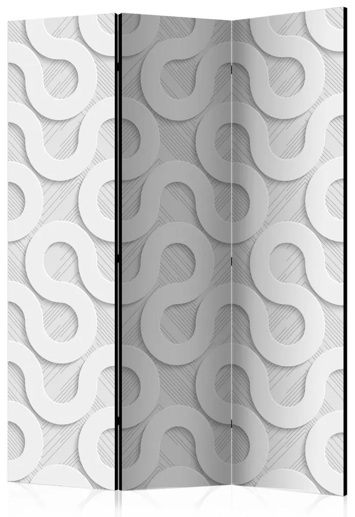 Paravento Spirali Grigie (3-parti) - semplice composizione in motivo ricurvo