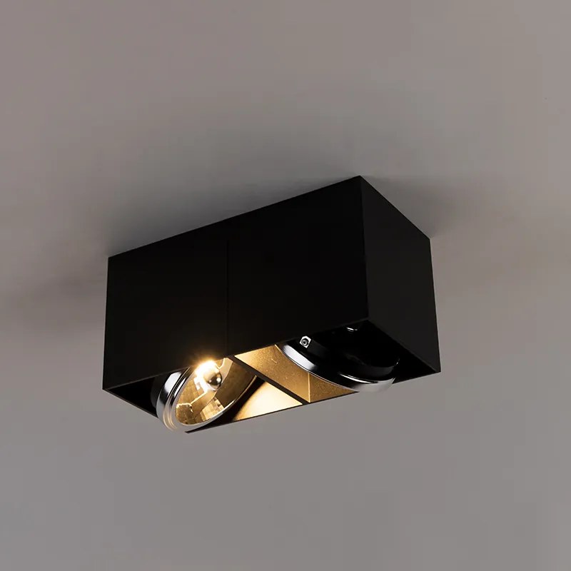 Faretto da incasso di design nero rettangolare 2 luci - Box