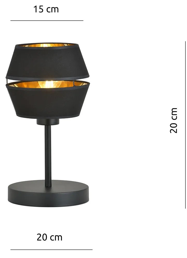 Lampada Da Tavolo Contemporanea 1 Luce Bellerofonte In Metallo Nero E Oro