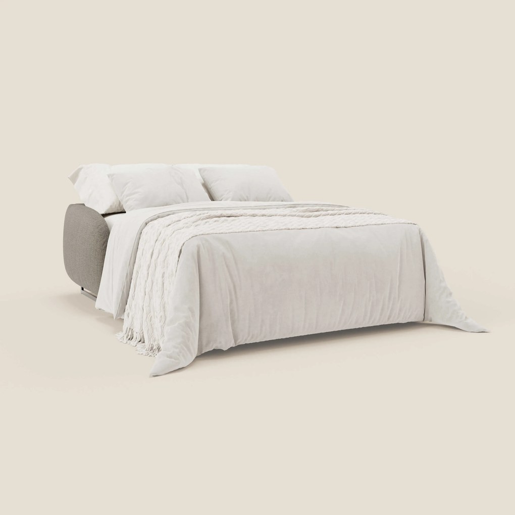 Ninfea divano letto Design Morbido con Piedini alti in Metallo e Materasso H18 cm in tessuto impermeabile T03 talpa