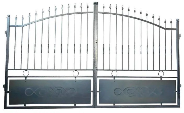 Cancello manuale battente Zerbion 4000 in ferro, apertura centrale, L 408.5, H 165-195 cm, di colore grigio zincato