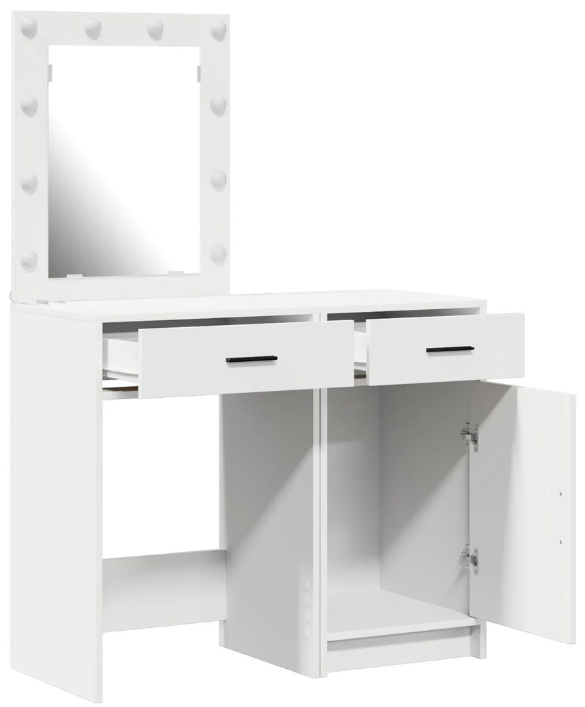 Set da toeletta 2 pezzi con led in legno ingegnerizzato bianco