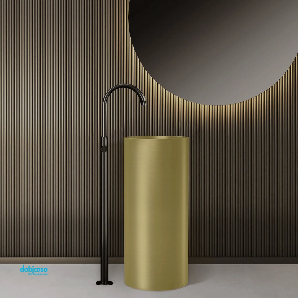 Lavabo Freestanding "Venus" Da Diam.37,5 Cm Con Scarico a Pavimento Finitura Oro