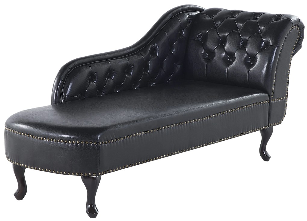 Chaise longue vintage destra in pelle sintetica nera NIMES Beliani
