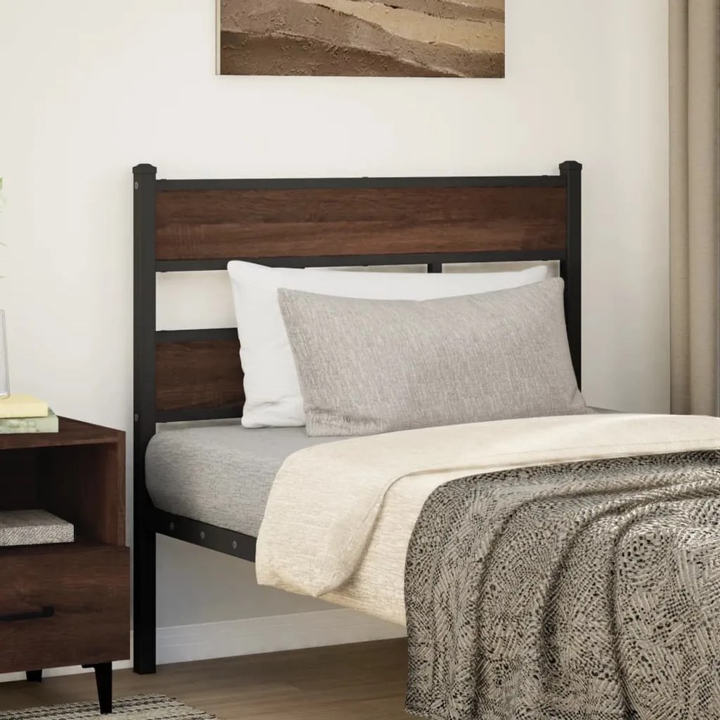 Testiera Rovere Marrone 90 Cm İn Acciaio E Truciolato /