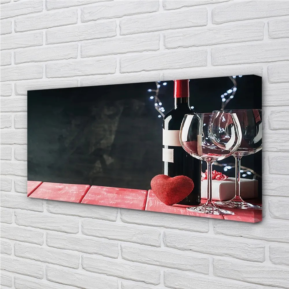 Quadro su tela Cuore di bicchiere di vino lampada 100x50 cm