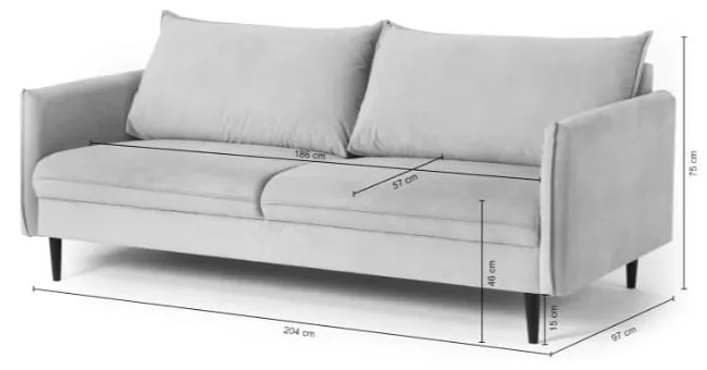 Divano blu scuro con rivestimento in velluto 203 cm Juli – Ropez