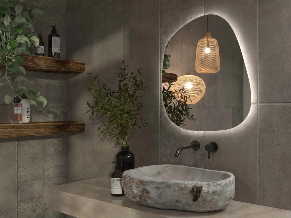 Specchio organico LED con illuminazione A36 44x51
