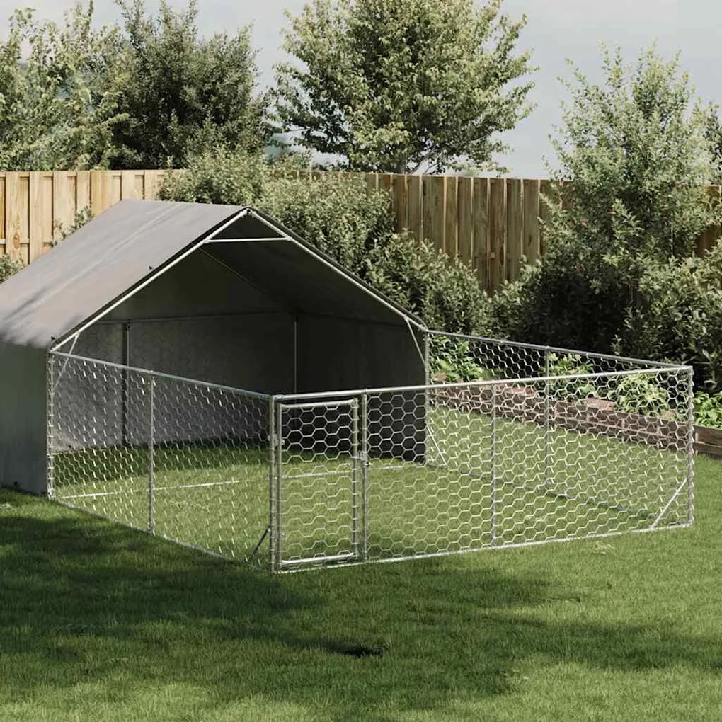 Cuccia Per Cani Da Esterno Con Recinto 6x3x1,9m Acciaio Zincato /